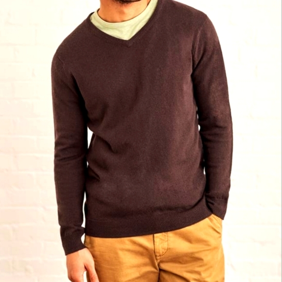 GAP Other - GAP Brown V-neck Merino Wool Long Sleeve Pullover Sweater Size Large